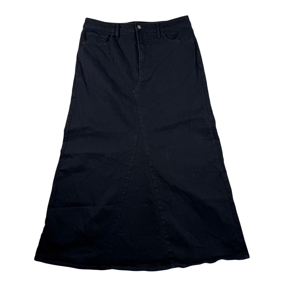 Express Stay Black Hyper Stretch High Rise Denim Maxi Skirt Womens Size 14